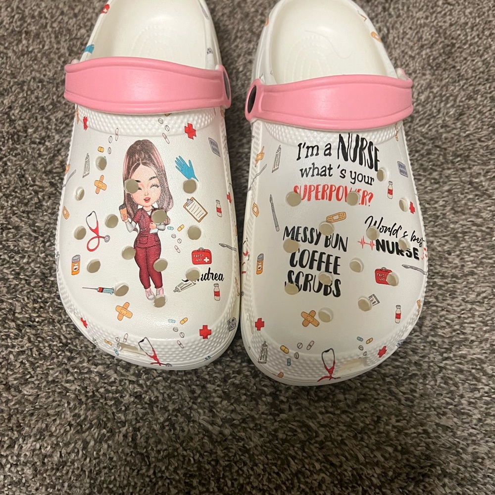 Playful White Slippers with Cartoon Design and Pink Trim